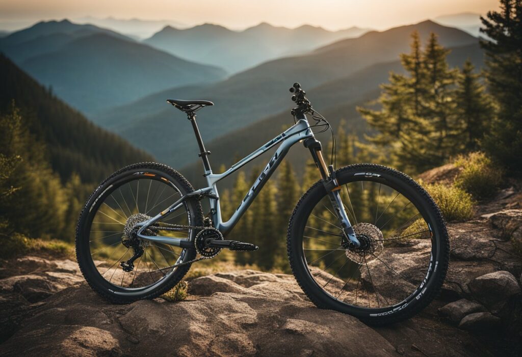 Bike on display in the mountains